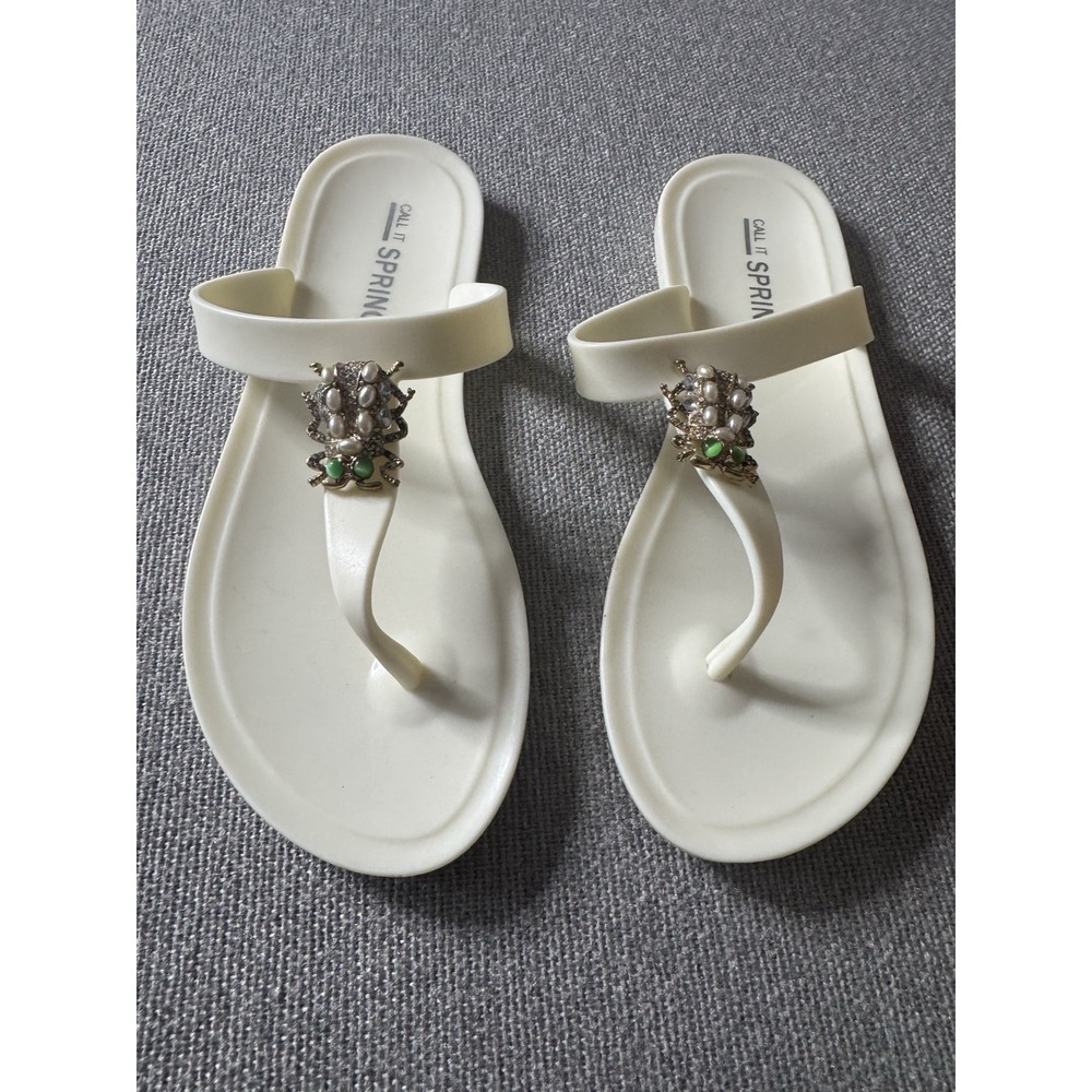 Call It Spring JCP White Jelly Thong Slide On Shoes Size 8